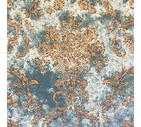 Decora Furnishings Damask Design Digitally Printed Velvet Finish Fabric for Upholstery Chairs Cushions Window Treatment Crafts Rennaisance Rococo Victorian Style 54" Width By the Yard (Turquoise Blue)