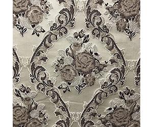 Decora Furnishings Luxurious Premium Vintage Damask Design Jacquard Fabric for Upholstery, Window Treatments and Craft - 54 inches Width - Fabric by The Metre (Brown)