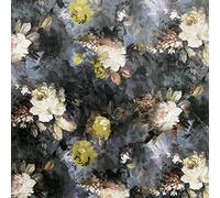 Decora Furnishings Luxurious Velvet Fabric Floral Design Digital Printed Upholstery Material for Sofa Dinning Chairs Cushion Cover & Craft - Width 54 inches - Fabric by The Yard - Stone