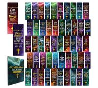 Decorably 100 Pack 2x6in Gold Foil Bible Bookmark with Religious Verses Set - 50 Inspirational Double-Sided Designs with Elegant Cross for Journals, Faithful Reflection, and Gift