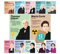 Decorably 12 Famous Scientist Posters for Classroom, 11x14in Matte-Laminated Educational Science Classroom Decor