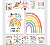 Decorably 12 Inclusion Posters for Classroom, 11x14in Matte-Laminated Inspirational Diversity Posters for Classroom Preschool