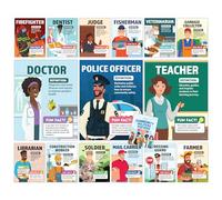 Decorably 15 Community Helpers Posters, 11x14in Matte-Laminated Educational Career Posters for Classroom - Classrooms, School Hallways, Bulletin Boards, Education Centers, Home Study Room