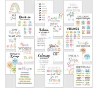 Decorably 18 Mental Health Posters for Kids - 8x10in SEL Posters for Classroom, Office & Therapy