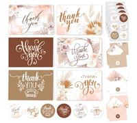 Decorably 24 Pack 6x4in Boho Floral Thank You Cards with Envelopes and Stickers, 6 Beautiful Designs Baby Shower Thank You Cards, Blank Inside - Baby Shower, Bridal Shower, Wedding, Birthday