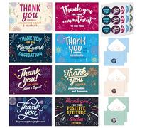Decorably 24 Pack 6x4in Employee Appreciation Cards with Envelopes and Stickers, 8 Festive Designs Thank You Card for Work Colleagues, Blank Inside - Recognition, Promotion, Work Anniversary