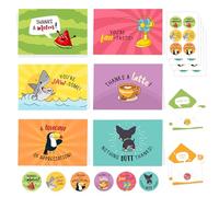 Decorably 24 Pack 6x4in Funny Thank You Cards Multipack with Envelopes and Stickers, 6 Playful Designs Funny Thank You Cards for Colleagues, Friends, Blank Inside - Birthday, Kid's Party