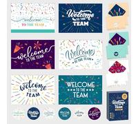 Decorably 24 Pack 6x4in Welcome Cards for Employees with Envelopes and Stickers, 6 Festive Designs Welcome To The Team Card, Blank Inside - Office