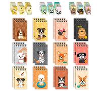 Decorably 24 Pack Dog Themed Party Favours - 12 Adorable Designs 2.4x4in Dog Notebook Kids, Spring-Bound, 20 Sheets - Kid's Party, Birthdays