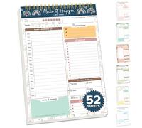 Decorably 52 Sheets Boho Rainbow Undated Daily to Do List Notepad - 6.5x10in Spring-Bound Planner, Easy Tear-Off, for Schedule, Priorities, Agenda, Water Intake, Meals, Notes & Doodles - Home, Office