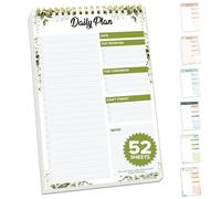 Decorably 52 Sheets Forest Undated Daily Planner Notepad, 6.5x10in Spring-Bound Daily To Do List Notepad for Priorities, Checklist, Agenda, Reminders, Notes