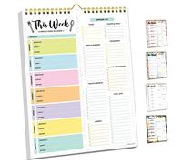 Decorably 52 Sheets Pastel Undated Weekly Meal Planner Magnetic with Strong Magnets, 21.59 x 27.94 cm Spring-Bound Magnetic Meal Planner for Fridge