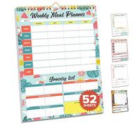 Decorably 52 Sheets Watermelon Undated Magnetic Meal Planner and Grocery List with Strong Magnets, 7x10in Spring-Bound Magnetic Weekly Food Planner for Fridge