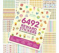 Decorably 6,492 Small Reward Stickers for Children - 60 Sheets Teacher Stickers for Children, Classroom Activities, Positive Reinforcement, Arts & Crafts, Scrapbooking, Gift