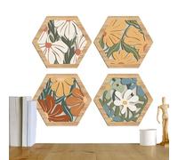 Decoración de la pared de madera - 4 piezas Boho Wooden Wall Art Set | Ornamento geométrico de casa de campo moderna para sala de estar, dormitorio, comedor, hogar, biblioteca, dormitorio, ac