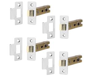 Decoranddecor 2.5 Inch Tubular Mortice Latch for Internal Doors, Fir 4 Pack - 44 mm Back Set - 64 mm Overall Length - Polished Chrome