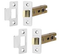 Decoranddecor 2.5 Inch Tubular Mortice Latch for Internal Doors, Fire Rated - 2 Pack - 44 mm Back Set - 64 mm Overall Length - Polished Chrome