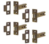 Decoranddecor 2.5 Inch Tubular Mortice Latch for Internal Doors, Fire Rated (4 Pack, 44-64mm, Antique Brass)