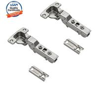 Decoranddecor - 2X Nickel Plated Horizontal Plates Half Overlay Cabinet Hinge Soft Close 110 Degrees Mounting Plate Samet Clip Top