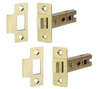 Decoranddecor 3 Inch Tubular Mortice Latch for Internal Doors, Fire Rated - 2 Pack - 57 mm Back Set - 76 mm Overall Length- Polished Brass