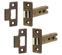 Decoranddecor 3 Inch Tubular Mortice Latch for Internal Doors, Fire Rated - 2 Pack - 57 mm Back Set - 76 mm Overall Length- Antique Brass
