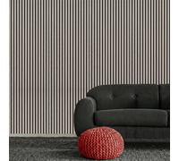 Decoranddecor 3-Sided Grey Acoustic Wall Panels - Wood Slat Panels - 2400X600mm - Pack Of 2