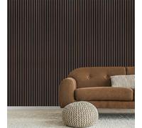 Decoranddecor 3-Sided Smoked Oak Acoustic Wall Panels - Wood Slat Panels - 2400X600mm - Pack Of 2