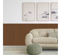 Decoranddecor 3-Sided Walnut Acoustic Wall Panels - Wood Slat Panels - 1200X600mm - Pack Of 2