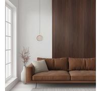 Decoranddecor Acoustic Slat Wood Wall Panel and Ceiling Panelling Decorative 3D MDF 120 x 60 - Smoked Oak - 2 Pack