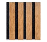 Decoranddecor Acoustic Slat Wood Wall Panel Sample Oak | Wood Slats Sample, Slatted Panelling, 27mm Slats 13mm Gaps, Check Colour and Grain Before You Buy, MDF Wood Veneer