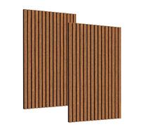Decoranddecor Acoustic Slat Wood Wall Panels 1200x600mm Walnut 2-Pack | 3-Sided Wrapped Wood Slats, 120 x 60 cm, 21mm Thick, Decorative Sound Absorbing Wood Panels for Interior Walls