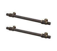 Decoranddecor - Amelia Antique Brass Knurled T-Bar Kitchen Cabinet Pull Handles - 320mm - Pair