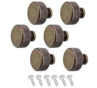Decoranddecor Amelia Knurled 35mm Round Kitchen Cabinet Furniture Knobs Aluminium Antique Brass - 6 Pack