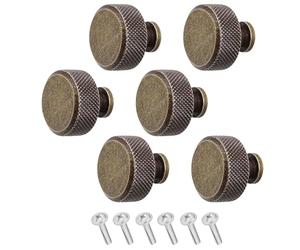 Decoranddecor Amelia Knurled 35mm Round Kitchen Cabinet Furniture Knobs Aluminium Antique Brass - 6 Pack