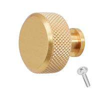 Decoranddecor Amelia Knurled 35mm Round Kitchen Cabinet Furniture Knobs Aluminium Gold