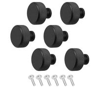 Decoranddecor Amelia Knurled 35mm Round Kitchen Cabinet Furniture Knobs Aluminium Matt Black - 6 Pack
