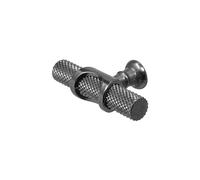Decoranddecor Amelia - Knurled Cabinet Handles | Aluminium T-Bar Kitchen Cupboard Handles | Furniture Knobs | 70mm Knob, Polished Nickel Black