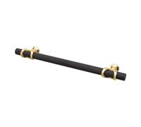 Decoranddecor Amelia - Knurled Cabinet Handles | Aluminium T-Bar Kitchen Cupboard Handles | Furniture Knobs | 128mm Hole Centre, Matt Black - Matt Gold