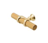 Decoranddecor Amelia - Knurled Cabinet Handles | Aluminium T-Bar Kitchen Cupboard Handles | Furniture Knobs | 70mm Knob, Matt Gold