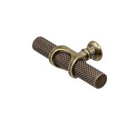 Decoranddecor Amelia - Knurled Cabinet Handles | Aluminium T-Bar Kitchen Cupboard Handles | Furniture Knobs | 70mm Knob, Antique Brass