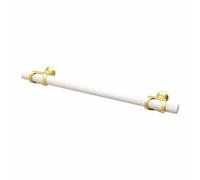 Decoranddecor Amelia - Knurled Cabinet Handles | Aluminium T-Bar Kitchen Cupboard Handles | Furniture Knobs | 224mm Hole Centre, White - Matt Gold