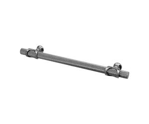 Decoranddecor Amelia - Knurled Cabinet Handles | Aluminium T-Bar Kitchen Cupboard Handles | Furniture Knobs | 224mm Hole Centre, Polished Nickel Black