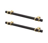 Decoranddecor - Amelia Matt Black & Gold Knurled T-Bar Kitchen Cabinet Pull Handles - 320mm - Pair