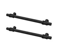 Decoranddecor - Amelia Matt Black Knurled T-Bar Kitchen Cabinet Pull Handles - 160mm - Pair