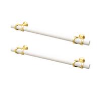 Decoranddecor - Amelia White & Matt Gold Knurled T-Bar Kitchen Cabinet Pull Handles - 160mm - Pair