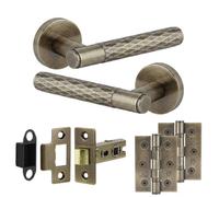 Decoranddecor - Antique Brass Door Handle Set - Internal Door Handle Set - Hinge Kit 76mm - Tore Range