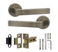 Decoranddecor - Antique Brass Door Handle Set - Internal Door Handle Set - Latch Kit 64mm - Lumina Range