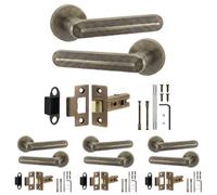 Decoranddecor - Antique Brass Door Handle Set - Internal Door Handle Set - Latch Kit 64mm - Marin Range - Pack Of 4