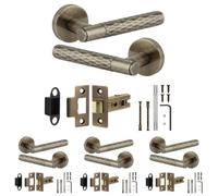 Decoranddecor - Antique Brass Door Handle Set - Internal Door Handle Set - Latch Kit 64mm - Tore Range - Pack Of 4