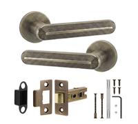 Decoranddecor - Antique Brass Door Handle Set - Internal Door Handle Set - Latch Kit 76mm - Marin Range